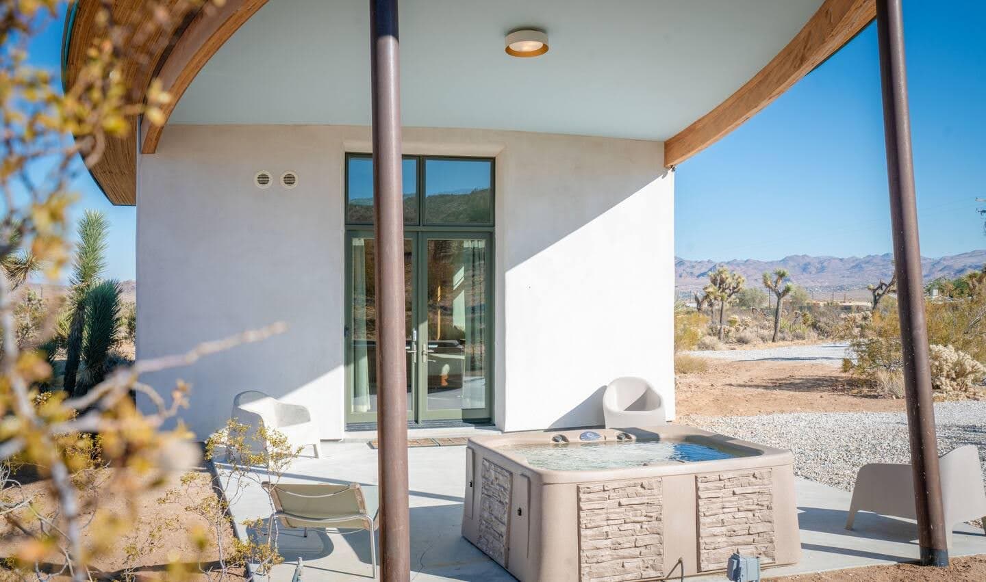 The spa terrace at Mesa Sky Disk during the day.