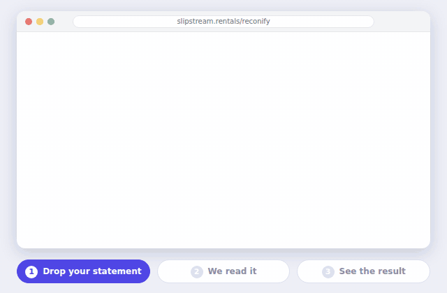Drop a statement onto the page, watch it being read, then see the report with its totals and anything worth a look